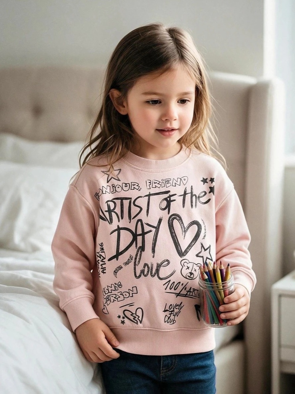 Zara Artist of the Day Graffiti Sweatshirt Pink Girls 6/7